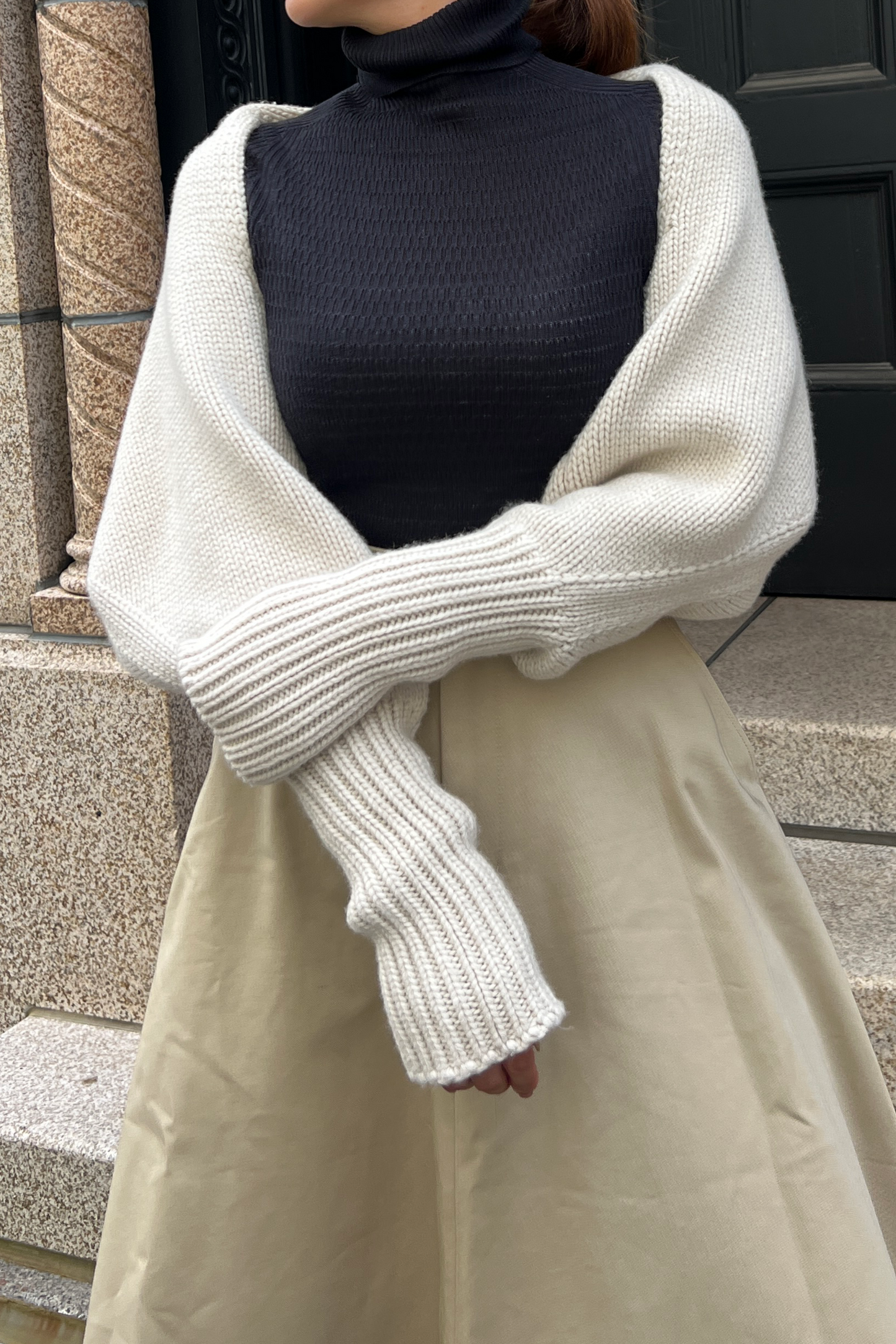 Écharpe et boléro "a" アイボリーベージュ