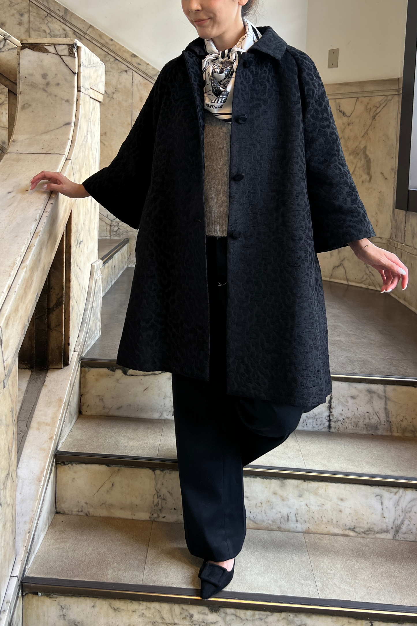 Foulard Ex-libris Paris x aLORS-une collaboration d’exception(ホワイトxブラック)90x90cm