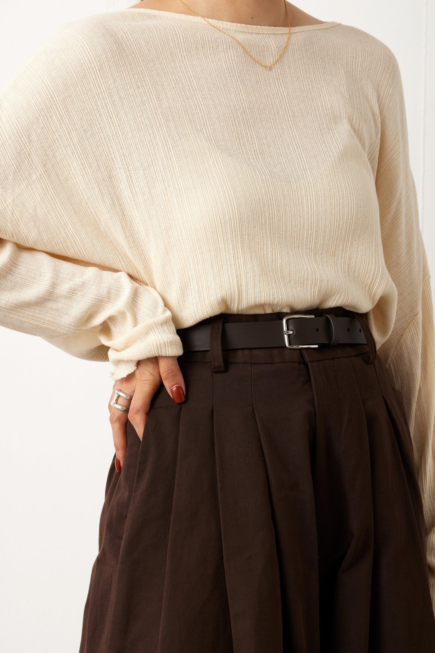 aLORS Cintura(ベルト) Marrone Scuro(濃茶) x Argento(シルバー) - aLORS online store