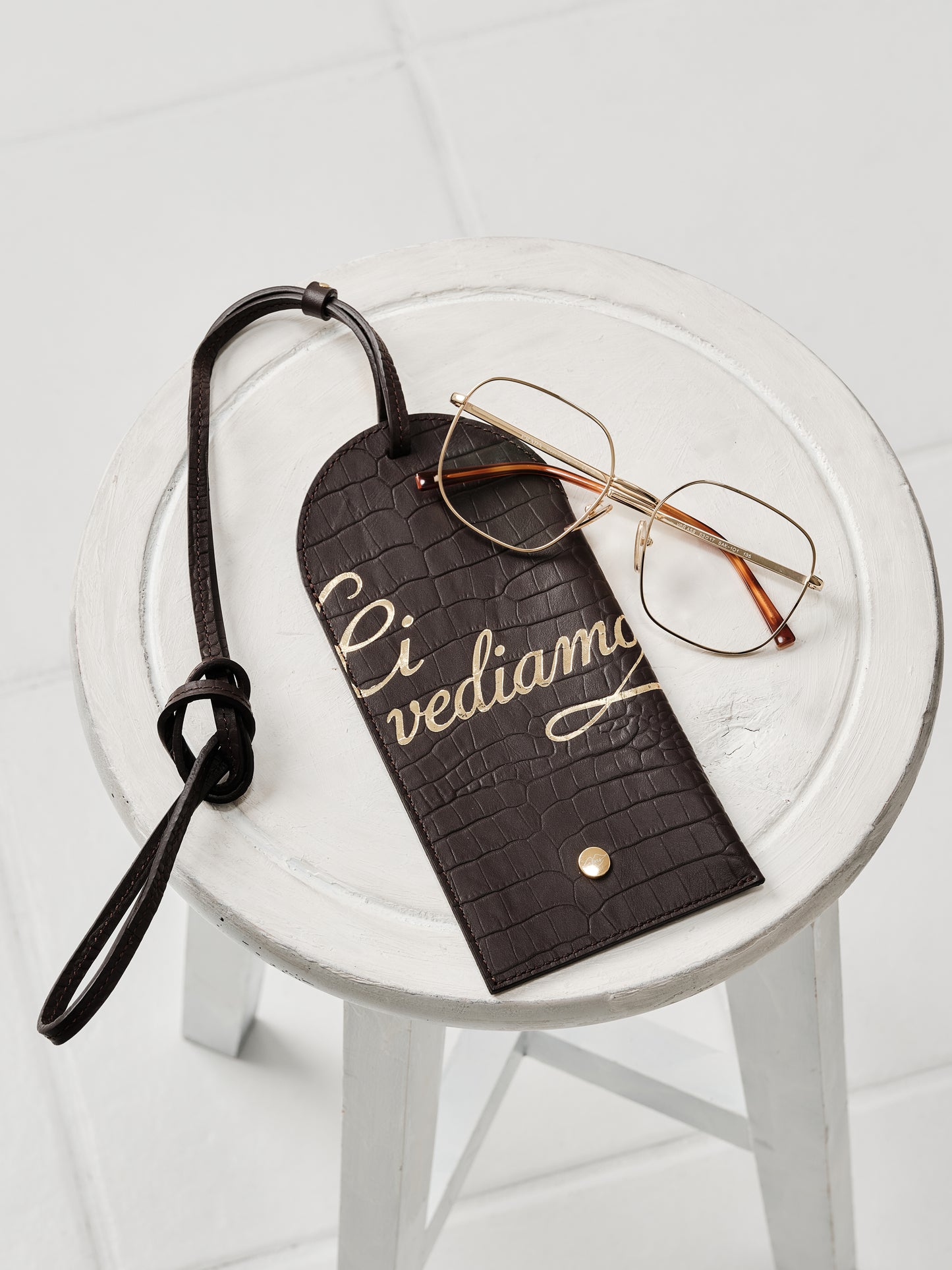 Ci Vediamo Sunglasses Case Dark Brown アイウェアケース (箔押し)