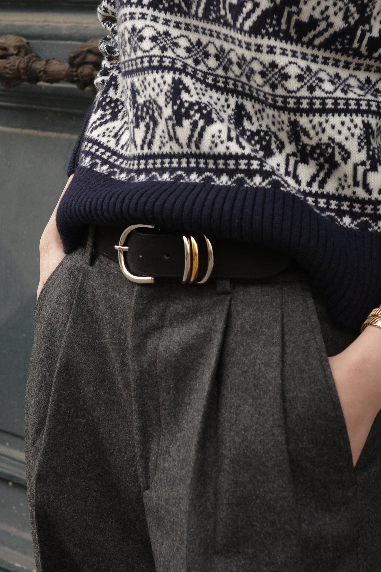 Cintura "Anello di enigma" Alcantara notte（ブラック）