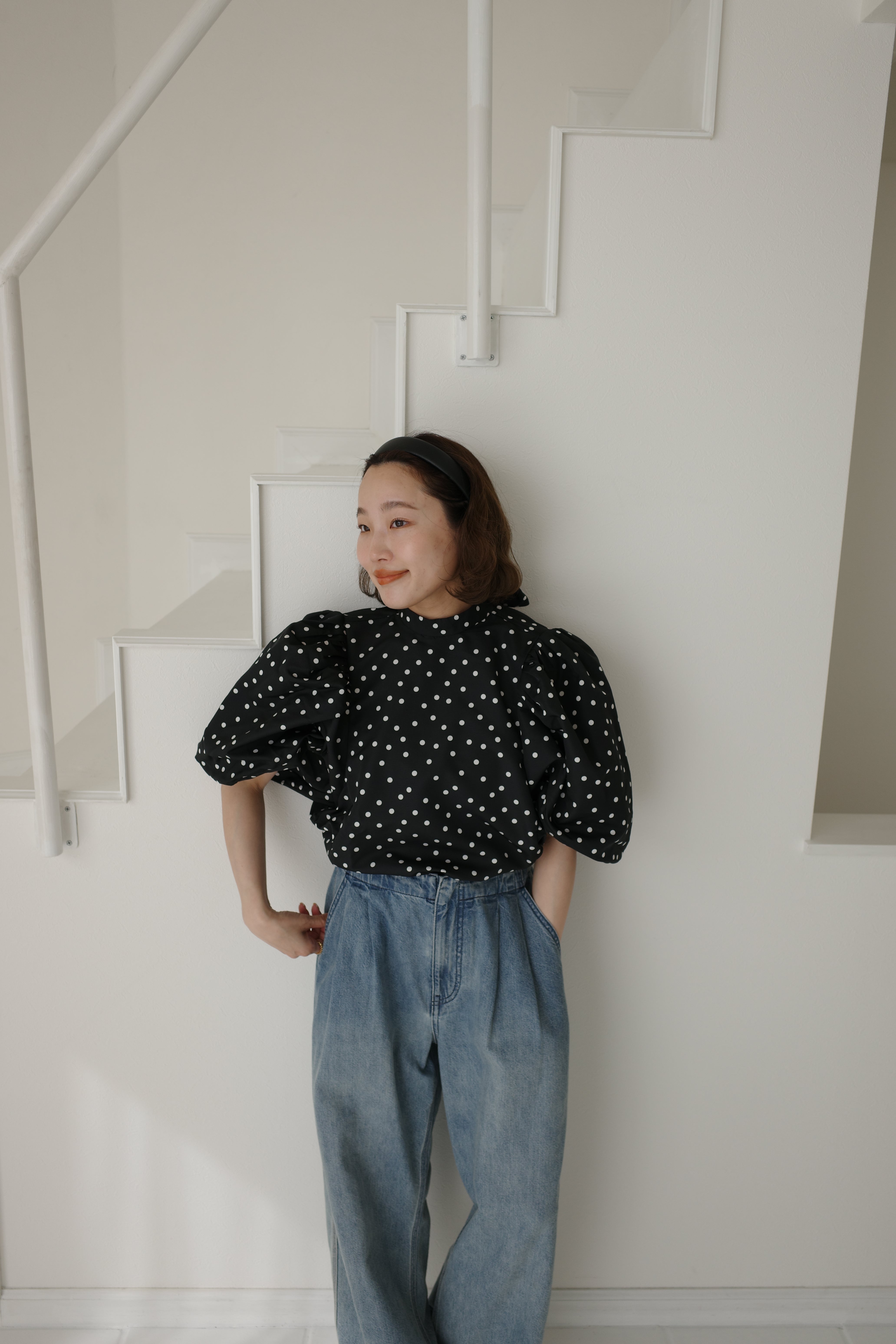 【美品】aLORS Paris Eva（エヴァ）大人気完売品 ドット柄ブラウス Eva（エヴァ）Black – aLORS online store