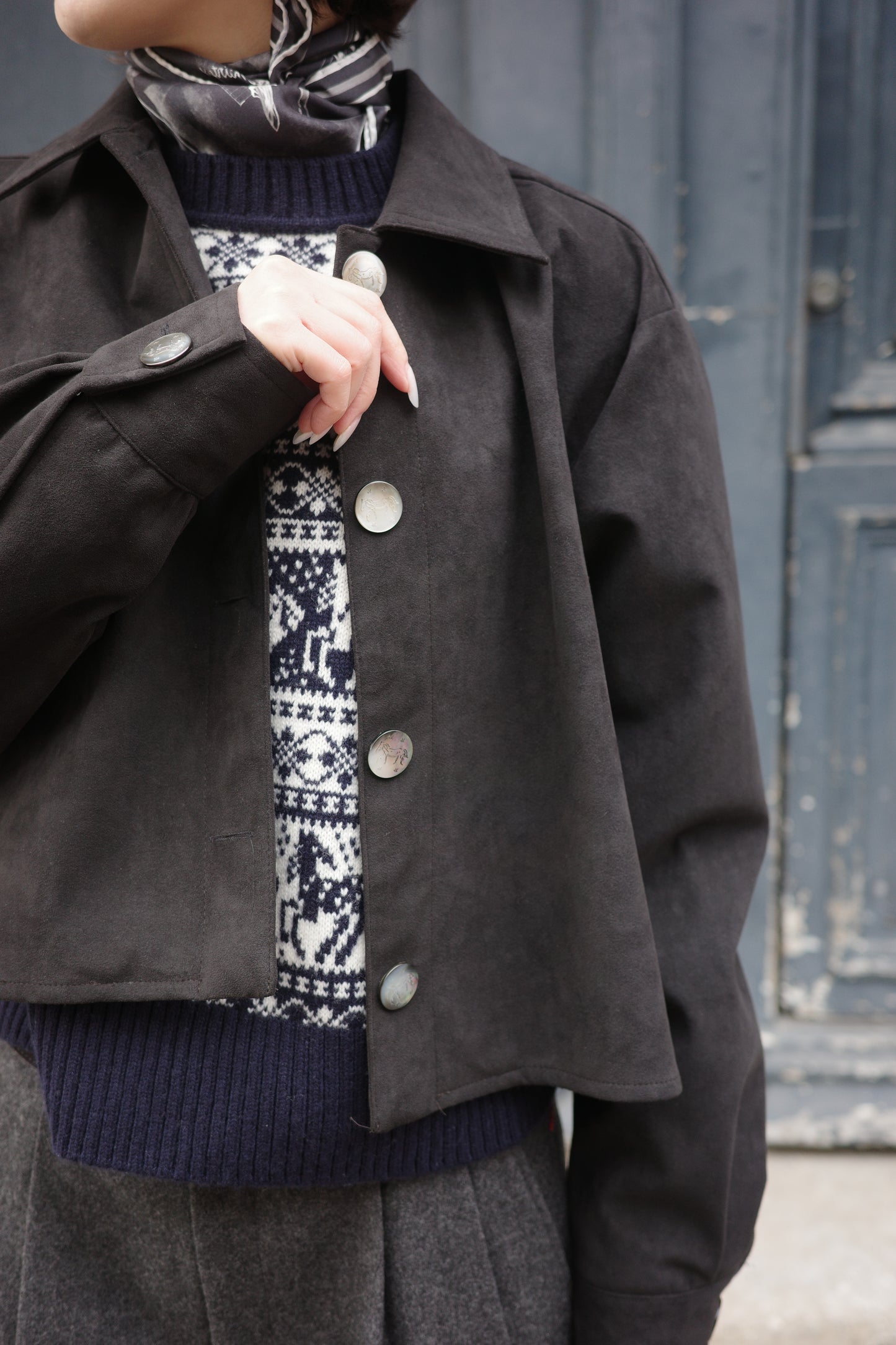 Veste courte en Alcantara Noir de Lune Artemis