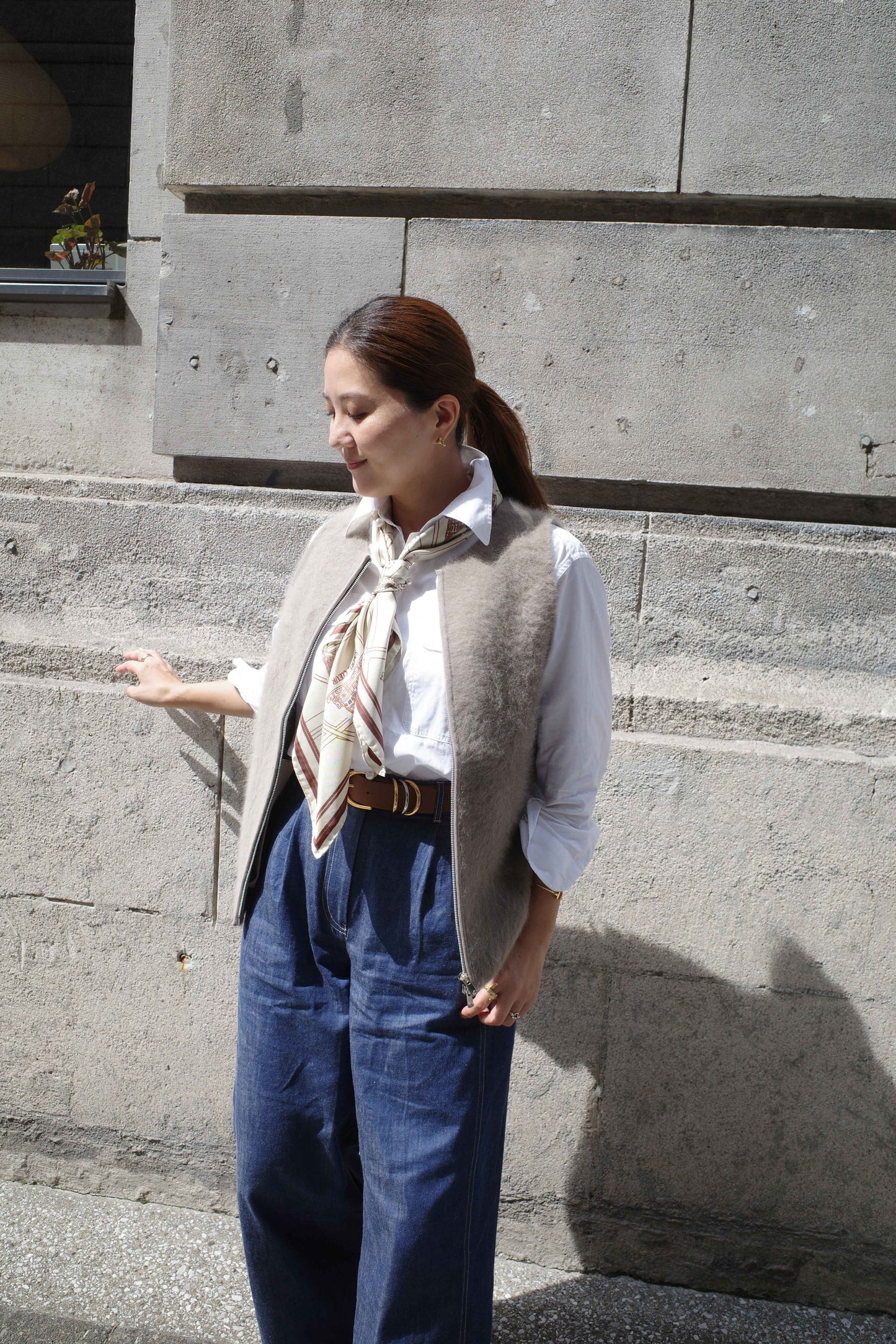 Foulard Ex-libris Paris x aLORS -une collaboration d’exception (アイボリーxボルドー) 90x90cm