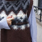Gilet en tricot jacquard à fils tirés  "Ériu"  ブラウン