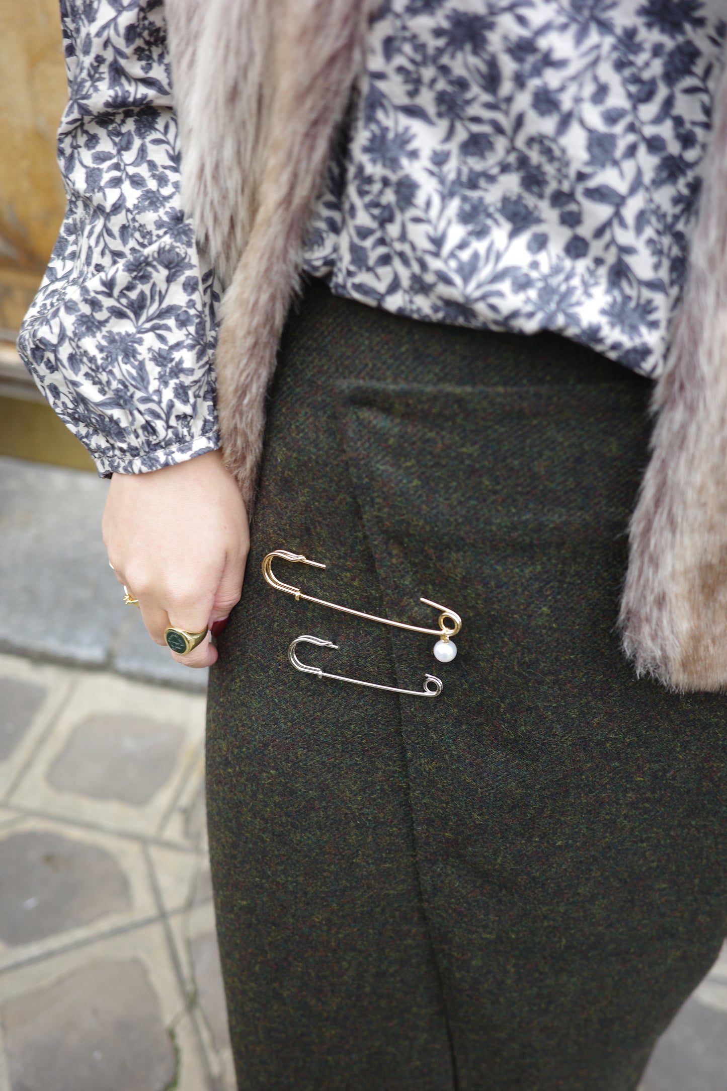 Jupe en tweed MOON "Bonnie" カーキ