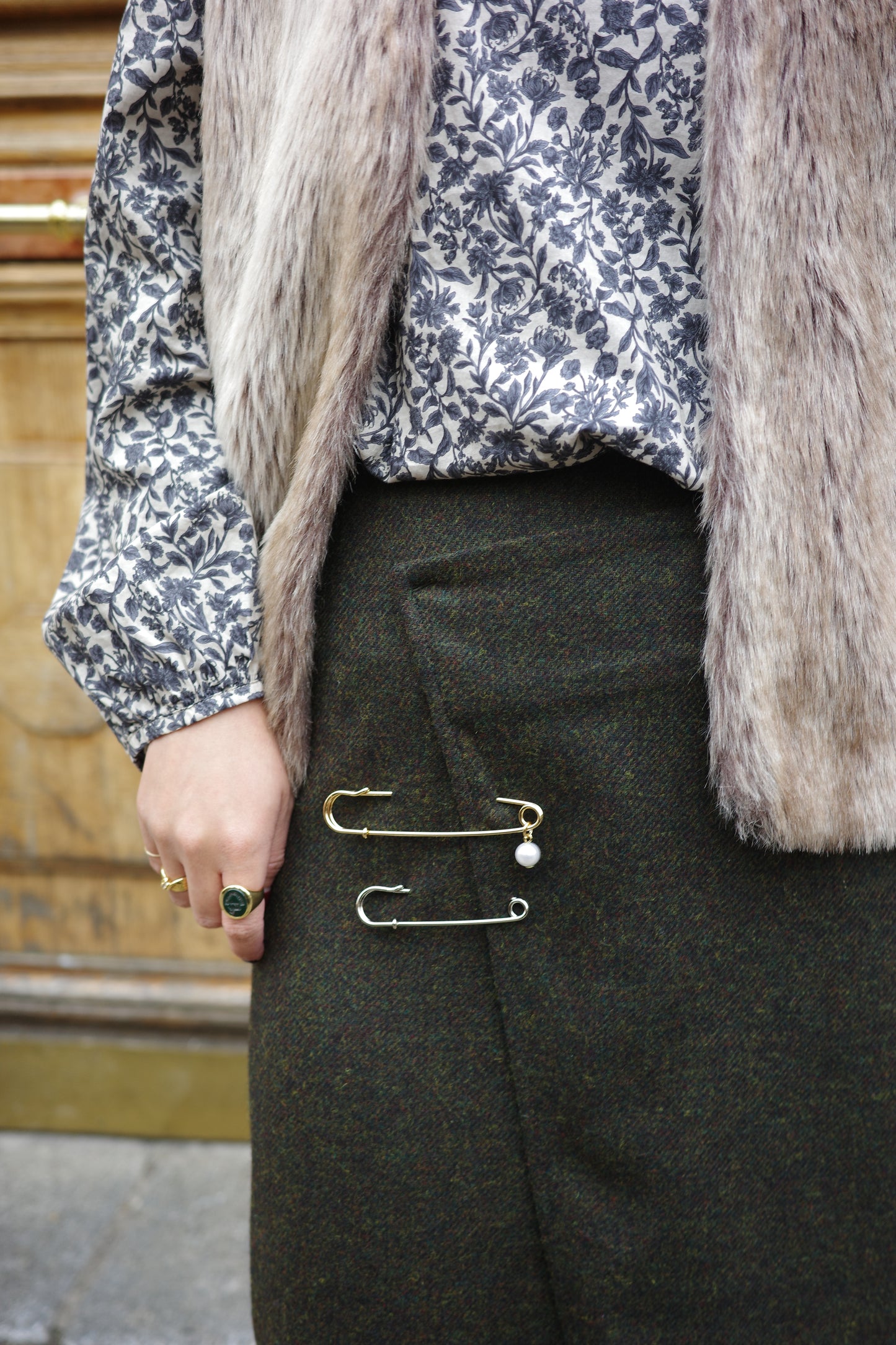 Jupe en tweed MOON "Bonnie" カーキ