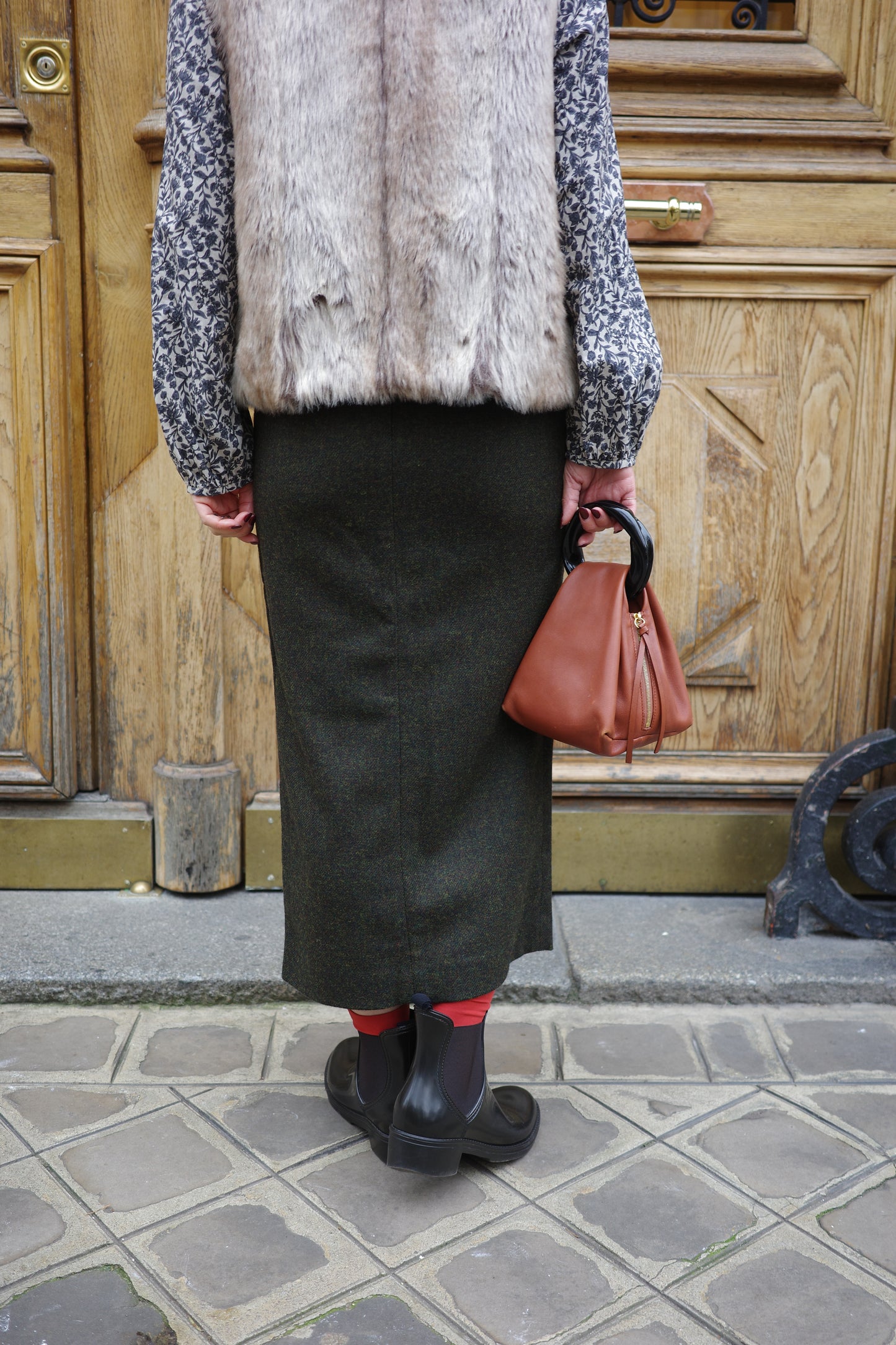 Jupe en tweed MOON "Bonnie" カーキ