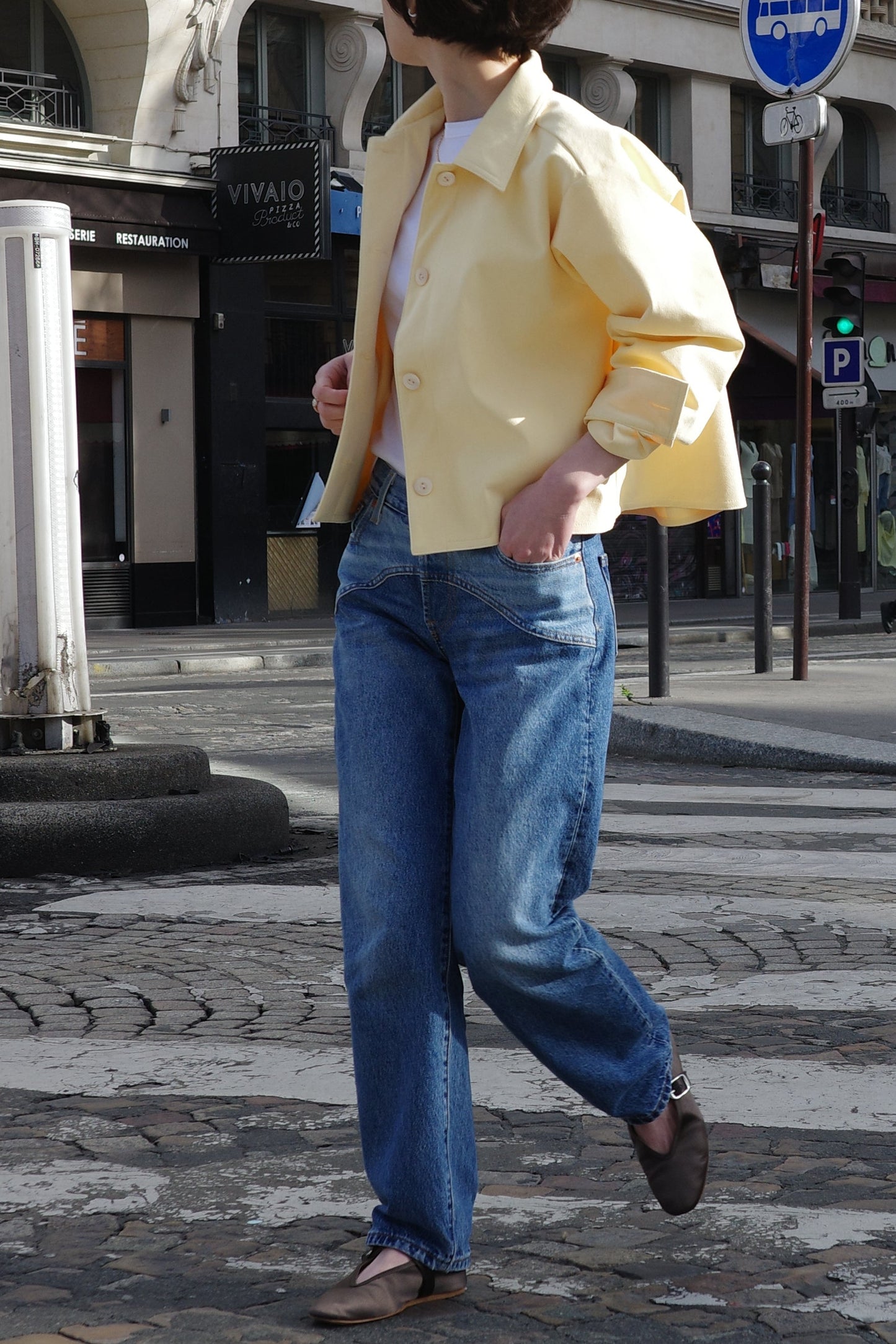 Veste courte en Alcantara Jaune Beurre