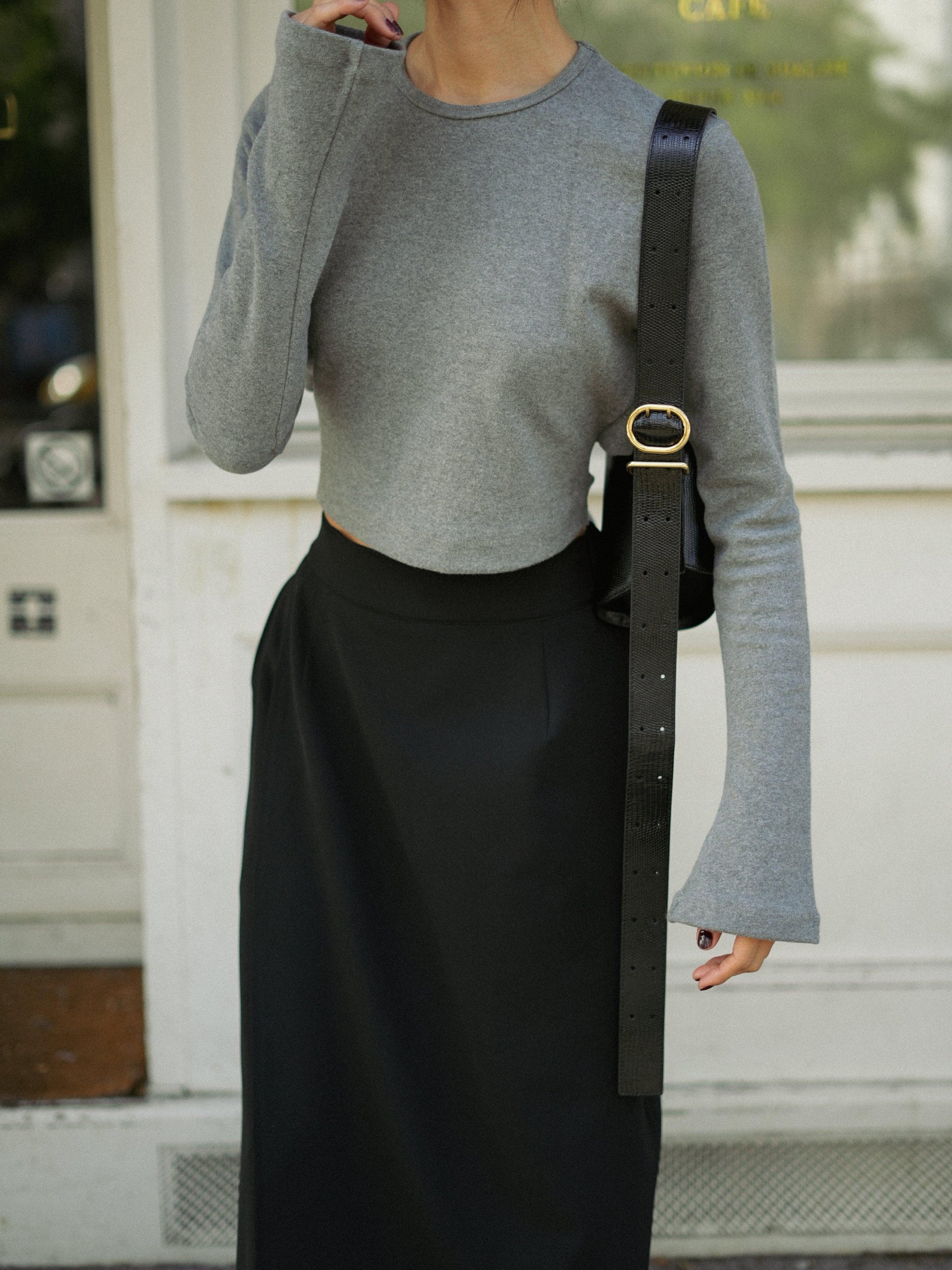 Haut court ouvert au dos Ondine グレー - aLORS online store