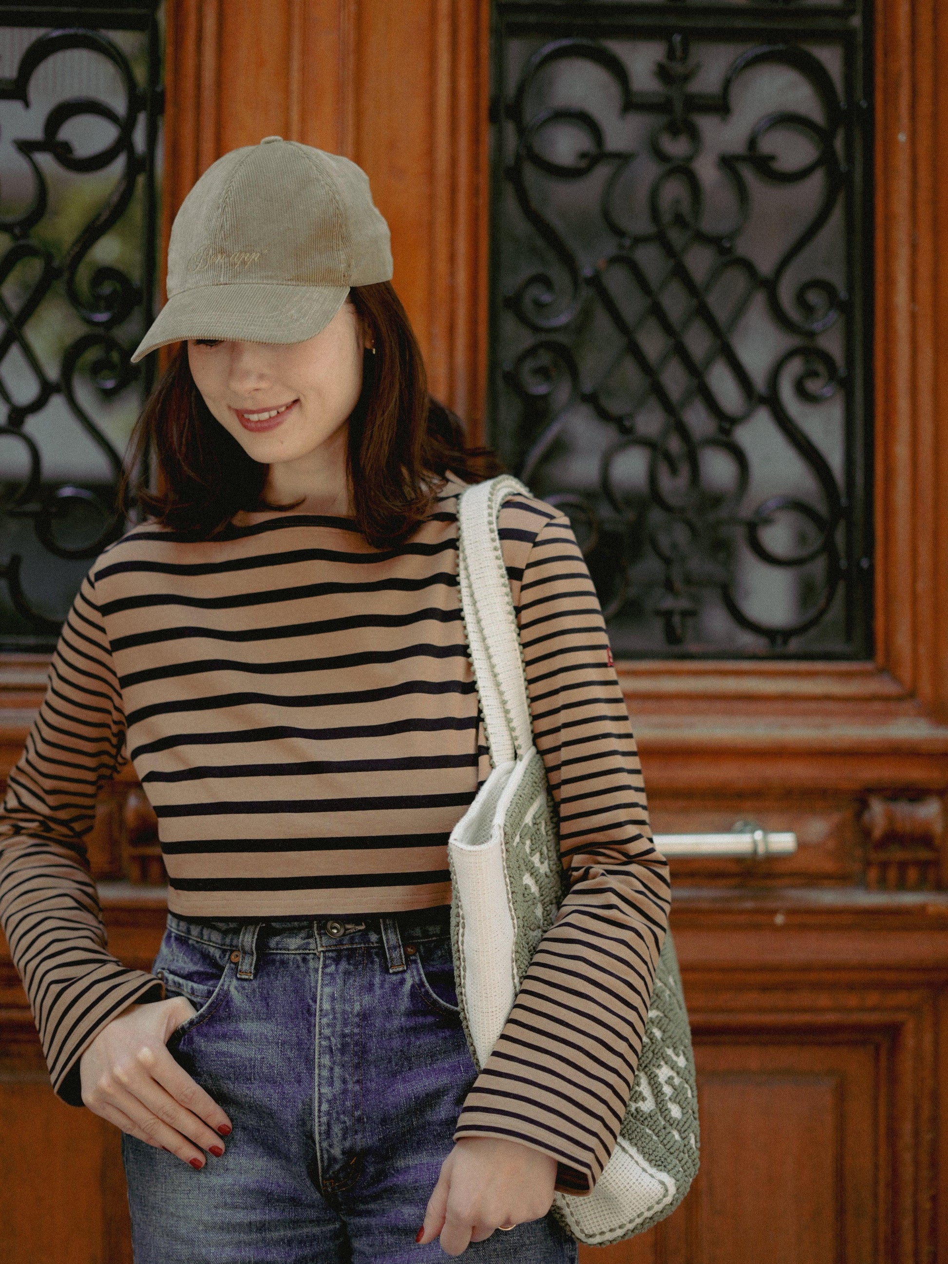 Casquette en velours côtelé Bon app'　キャメル　 - aLORS online store