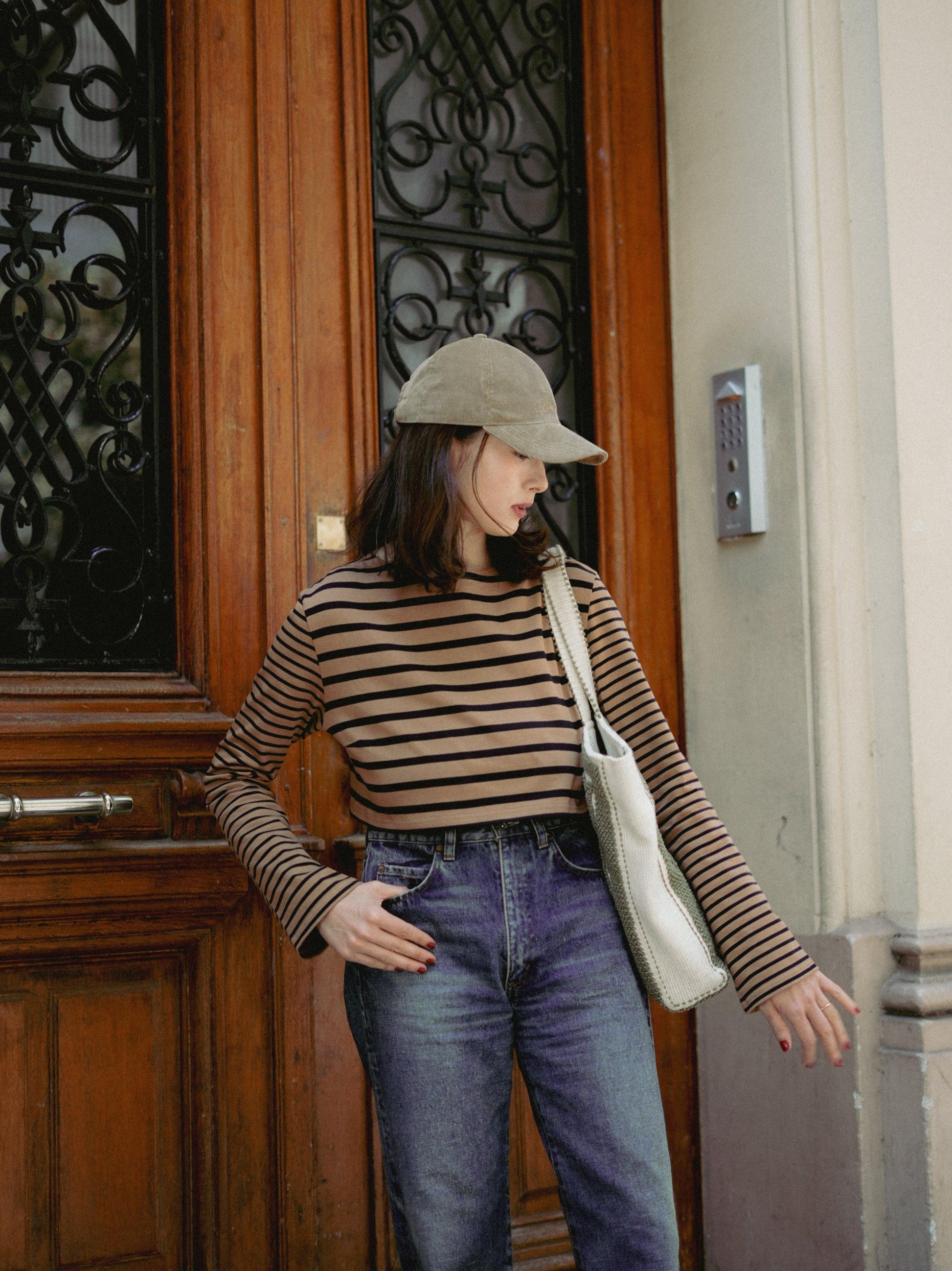 Casquette en velours côtelé Bon app'　キャメル　 - aLORS online store