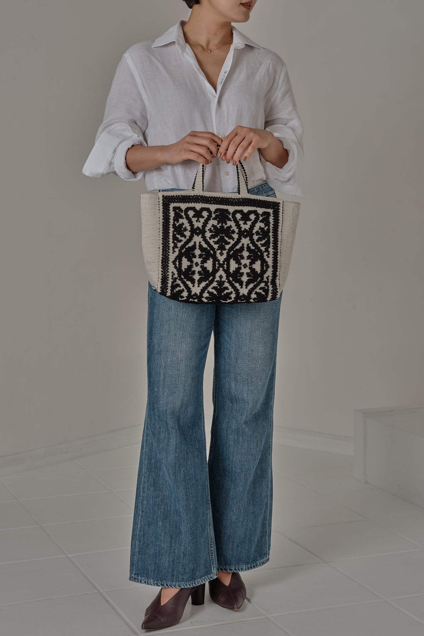 Tote Fiocco Leccese ネロ・ディ・セピア(黒) ミニトートバッグ