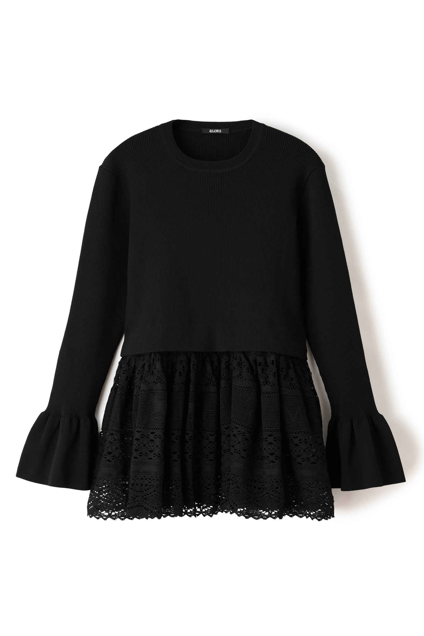 Pull en dentelle torsadée équestre Cadence Noir velouté  ブラック
