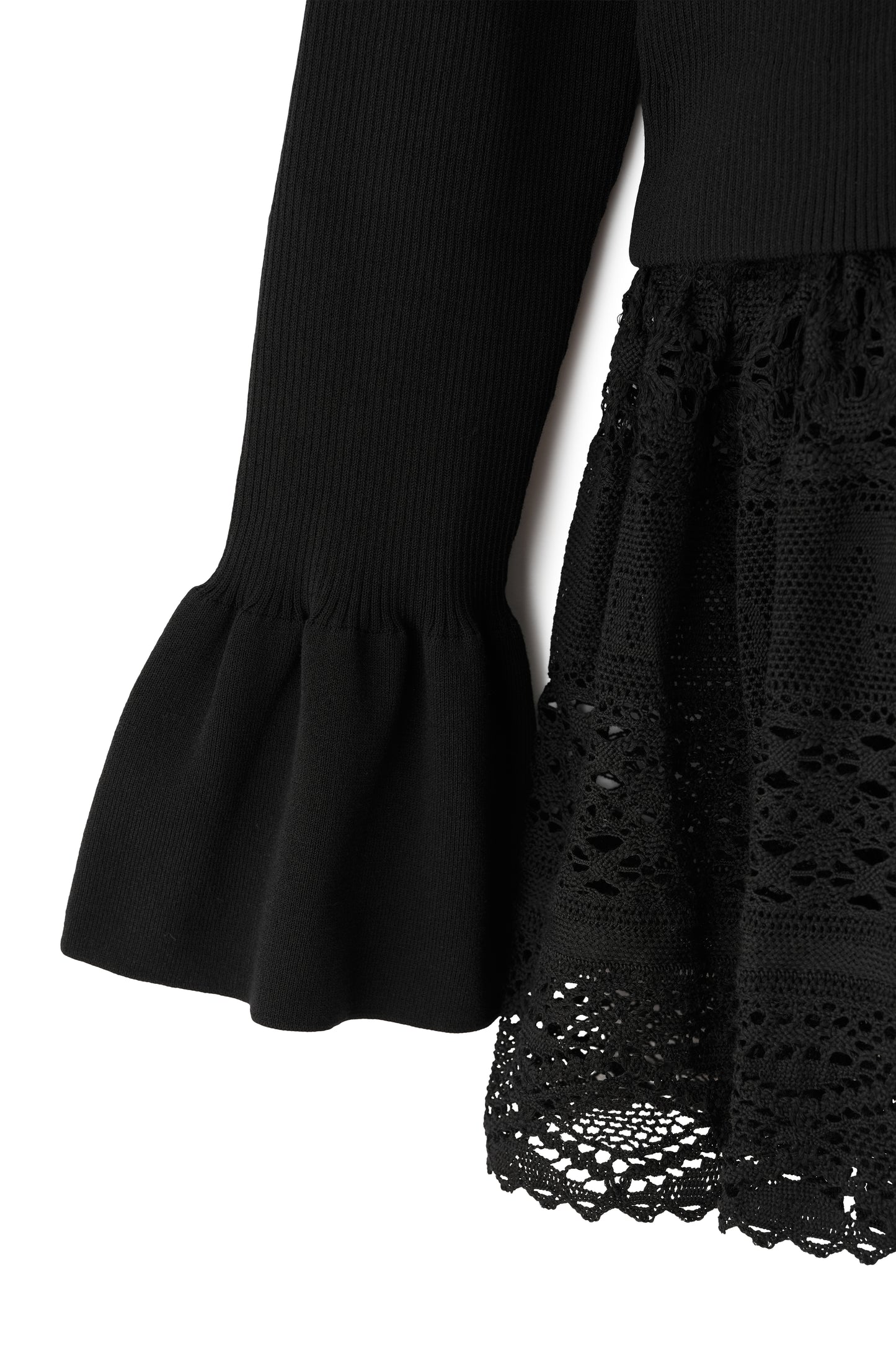 Pull en dentelle torsadée équestre Cadence Noir velouté  ブラック