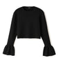 Pull en dentelle torsadée équestre Cadence Noir velouté  ブラック