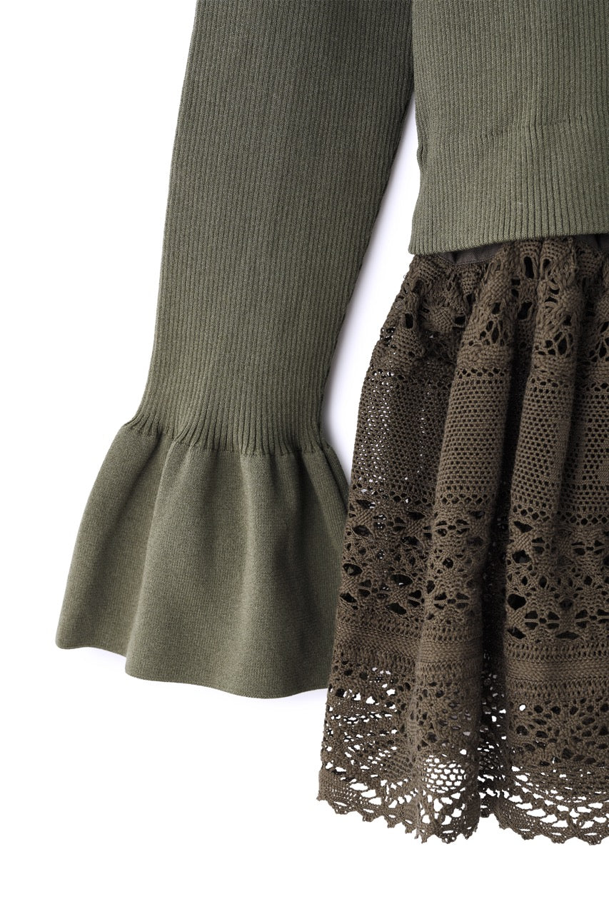 Pull en dentelle torsadée équestre Cadence Vert yomogi  カーキ