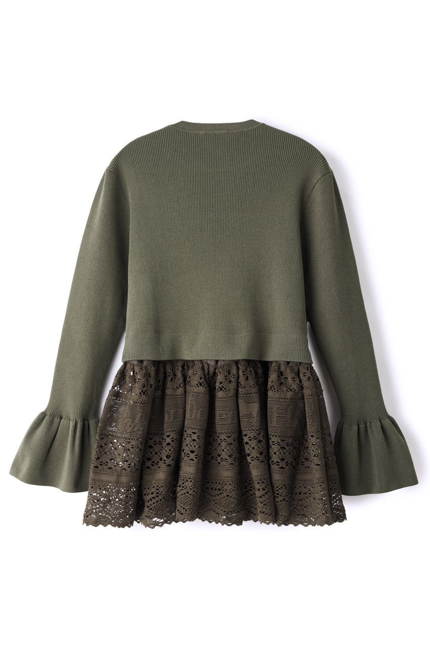 Pull en dentelle torsadée équestre Cadence Vert yomogi  カーキ