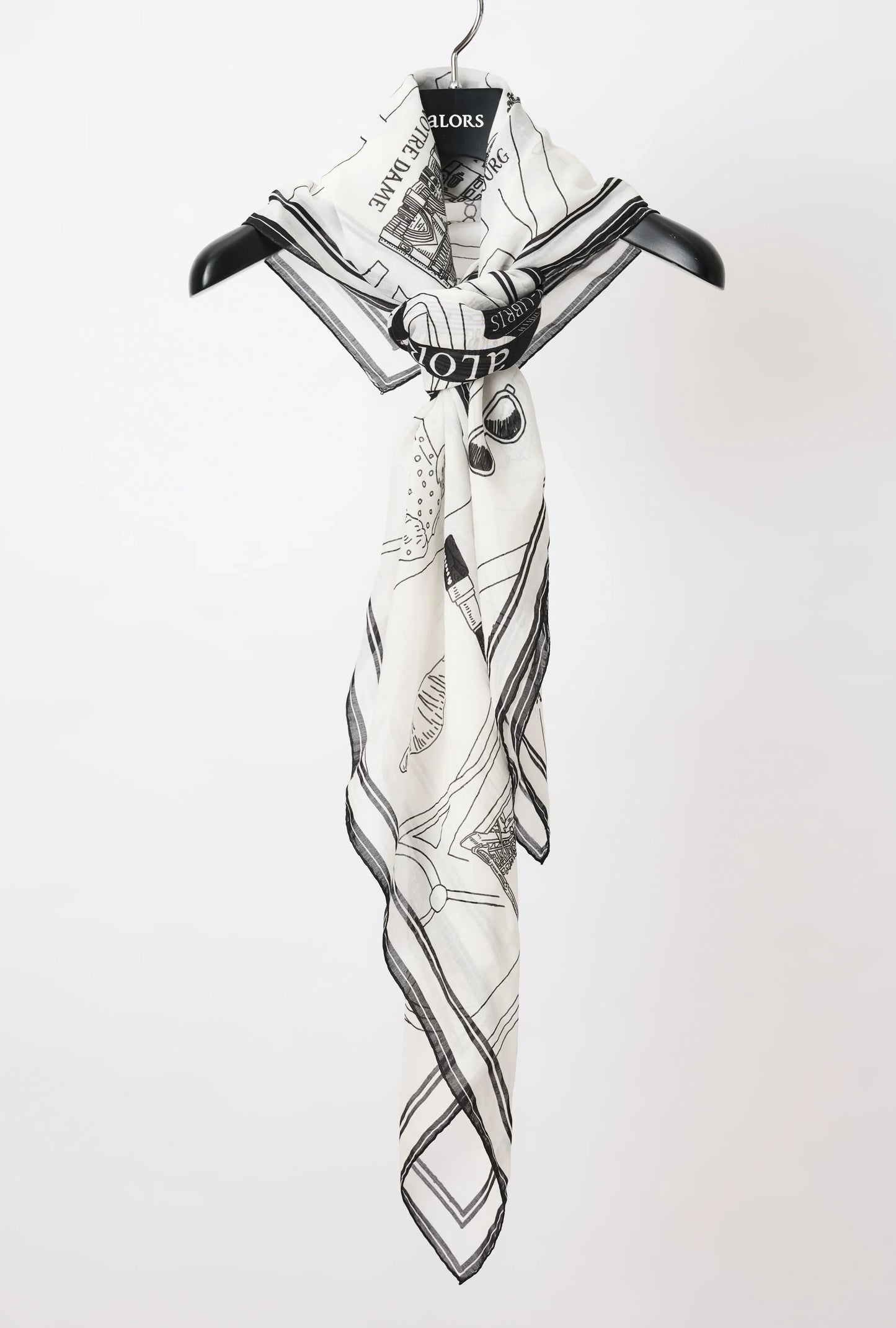 Foulard Ex-libris Paris x aLORS -une collaboration d’exception (ホワイトxブラック) - aLORS online store