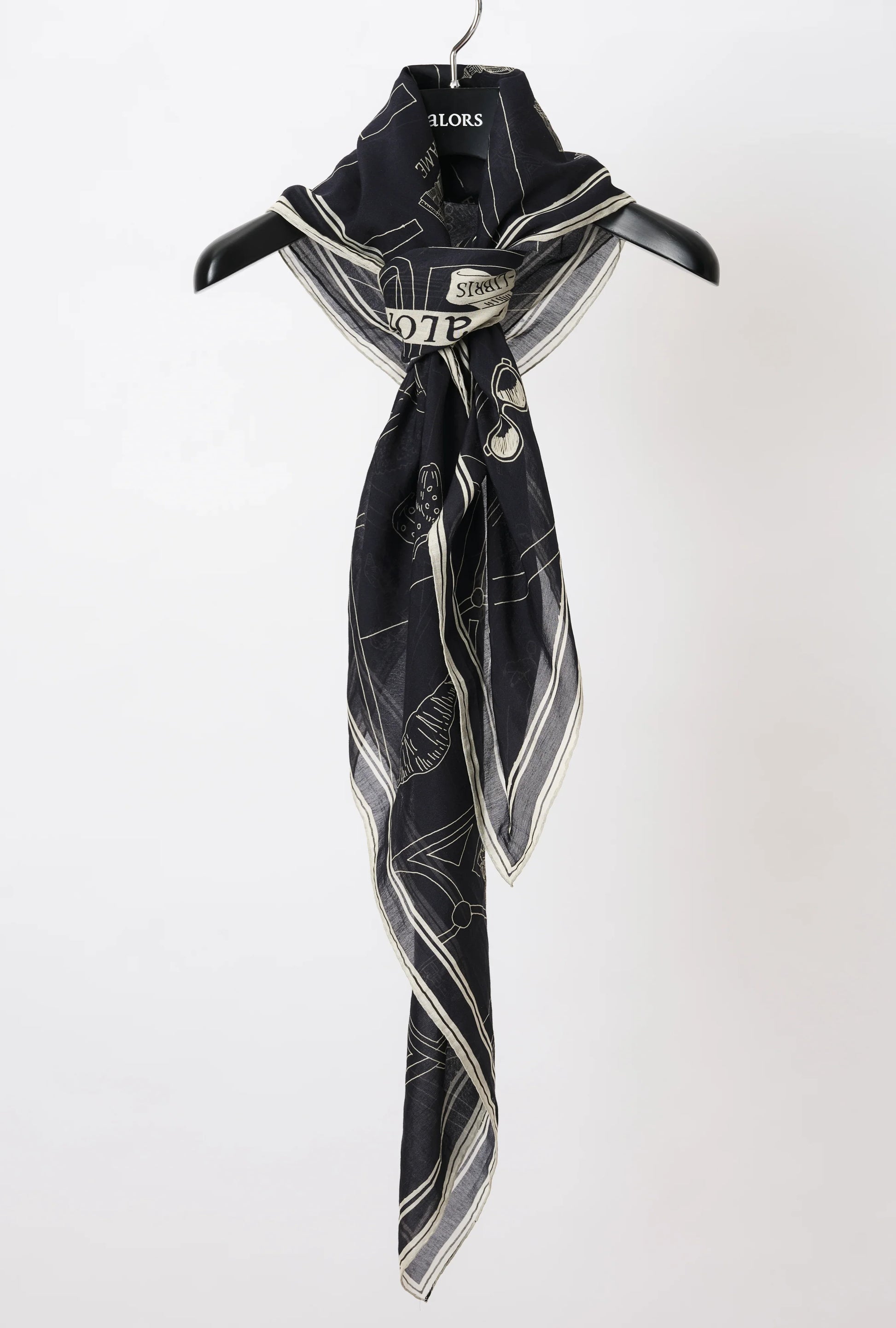 Foulard Ex-libris Paris x aLORS -une collaboration d’exception(ダークネイビーx アイボリー) - aLORS online store