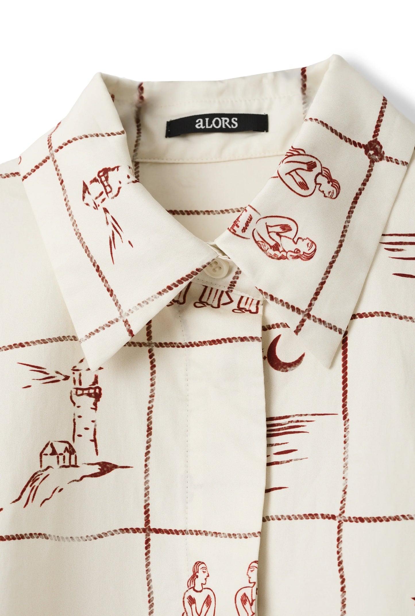 Chemise sans manches "Astrifera" Ivory × Bordeaux - aLORS online store