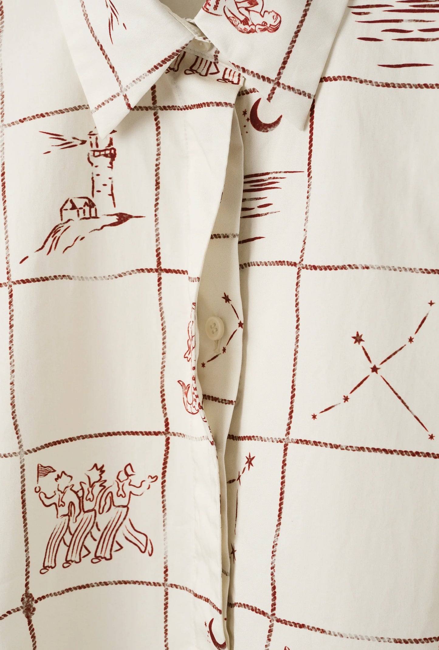 Chemise sans manches "Astrifera" Ivory × Bordeaux - aLORS online store