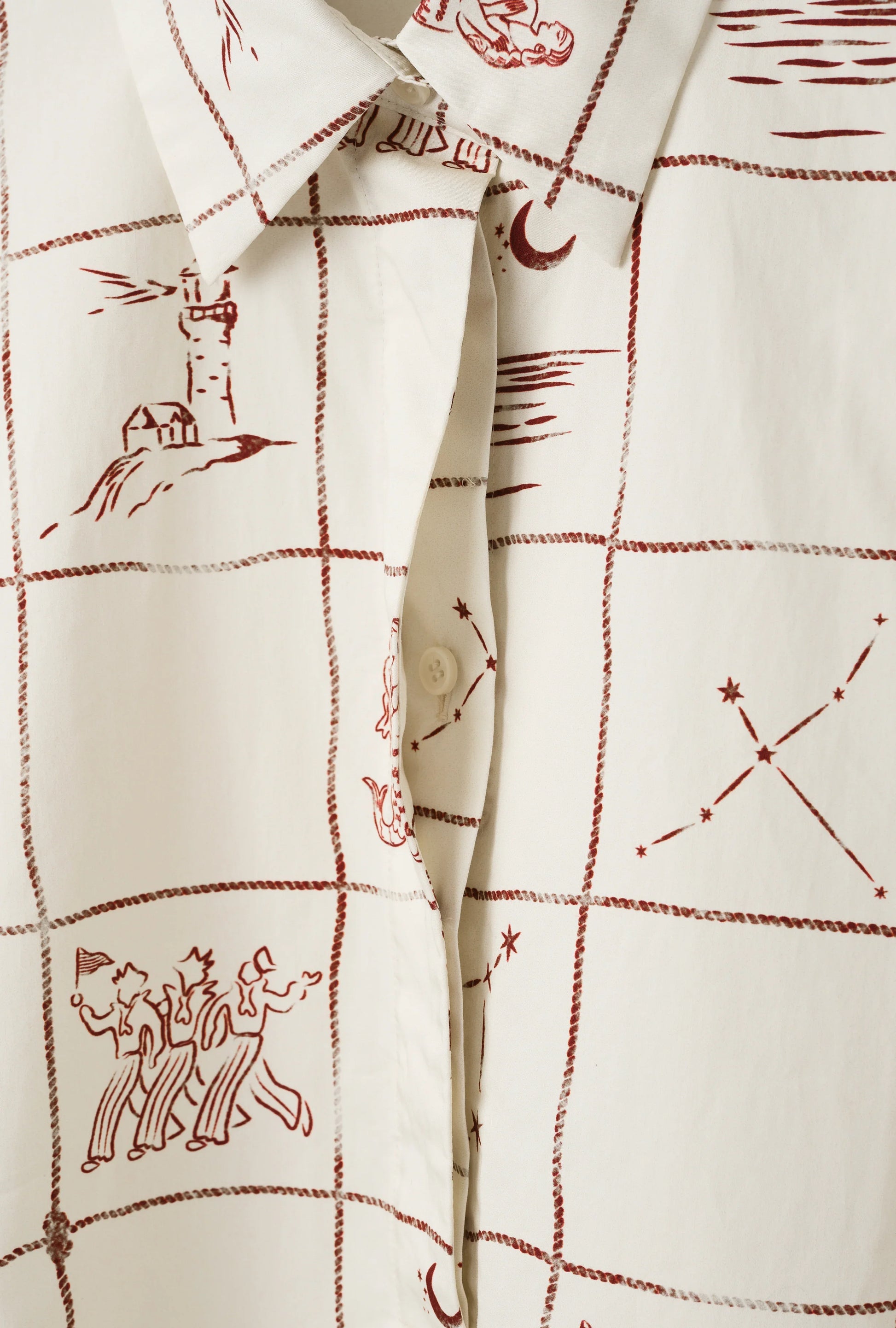 Chemise sans manches "Astrifera" Ivory × Bordeaux - aLORS online store