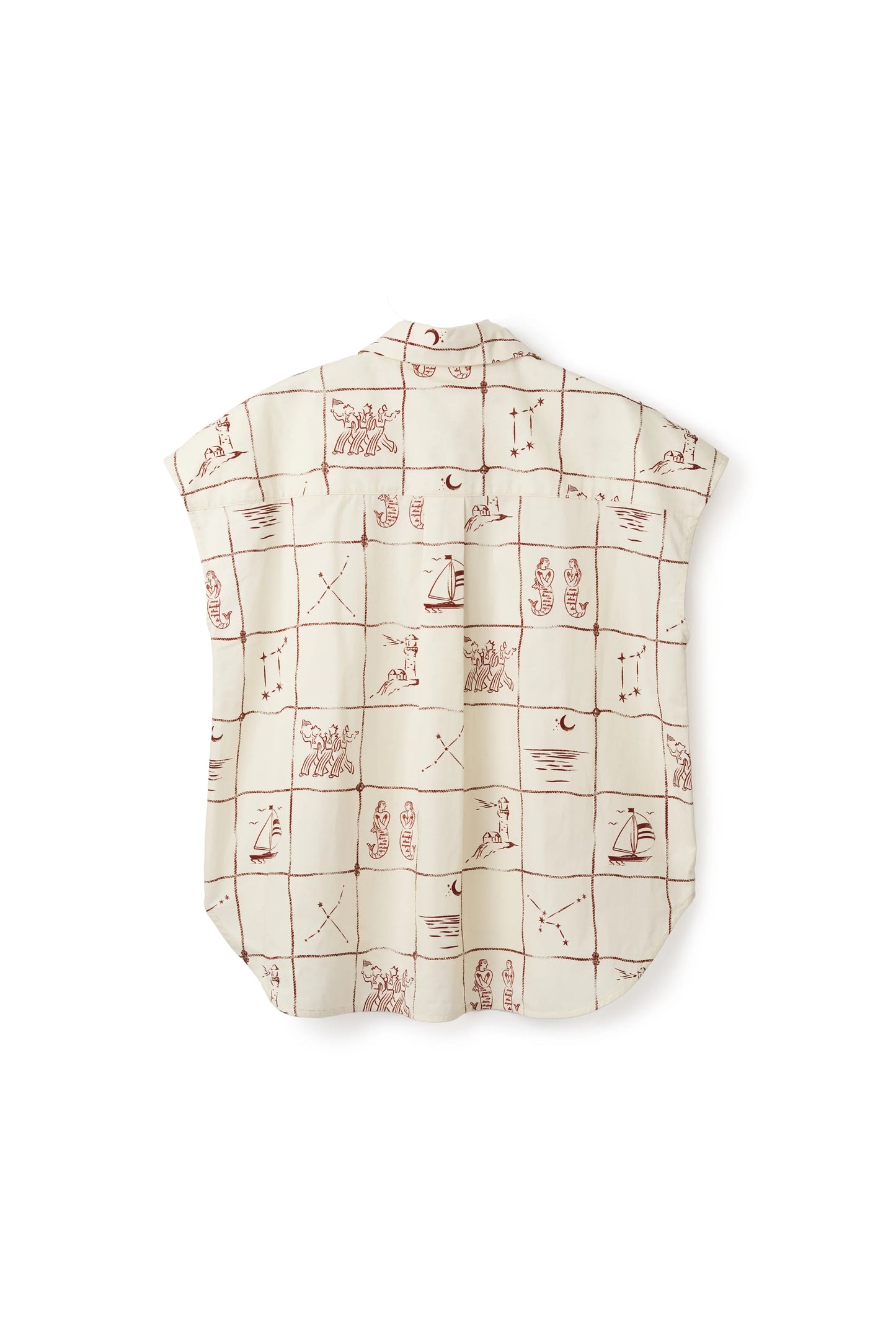 Chemise sans manches "Astrifera" Ivory × Bordeaux - aLORS online store