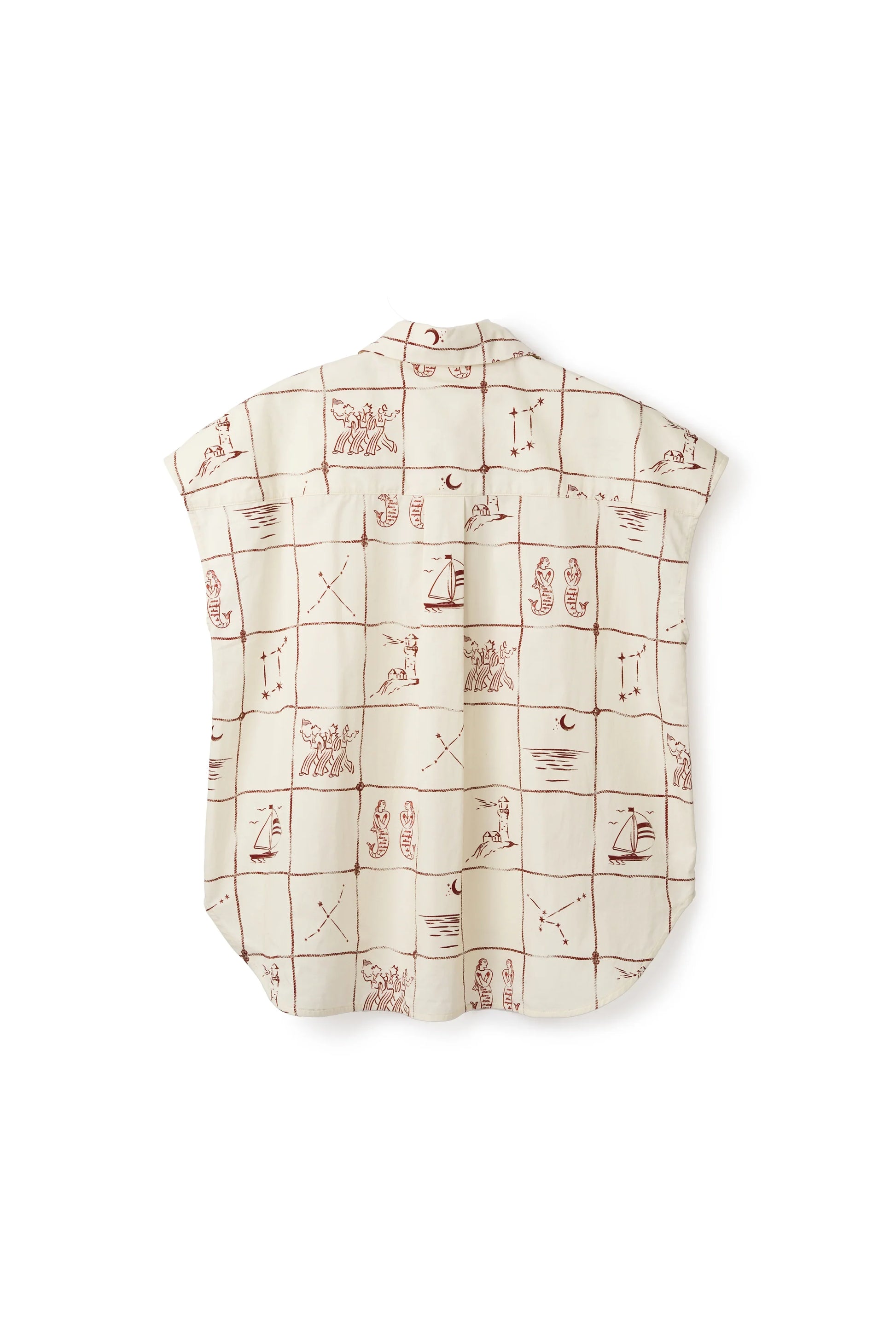 Chemise sans manches "Astrifera" Ivory × Bordeaux - aLORS online store
