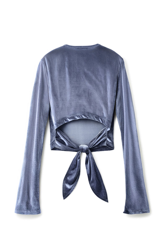 Haut court ouvert au dos Bleu Grisブルーグレー