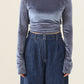 Haut court ouvert au dos Bleu Grisブルーグレー
