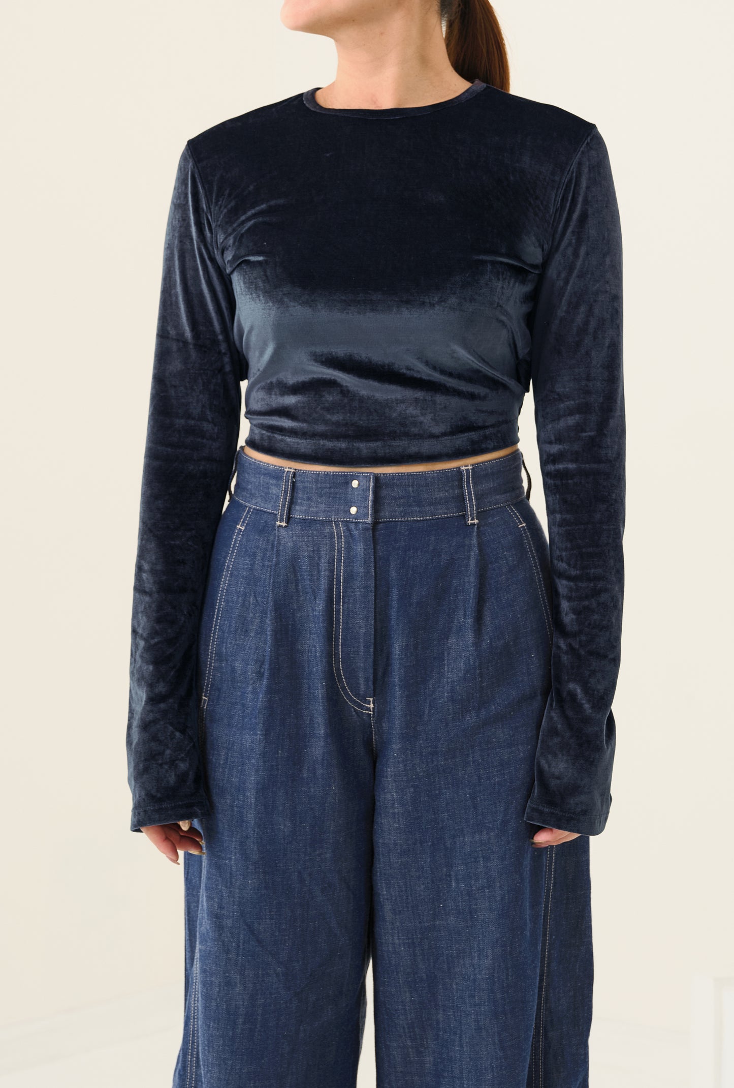 Haut court ouvert au dos Gris Anthracite チャコールグレー