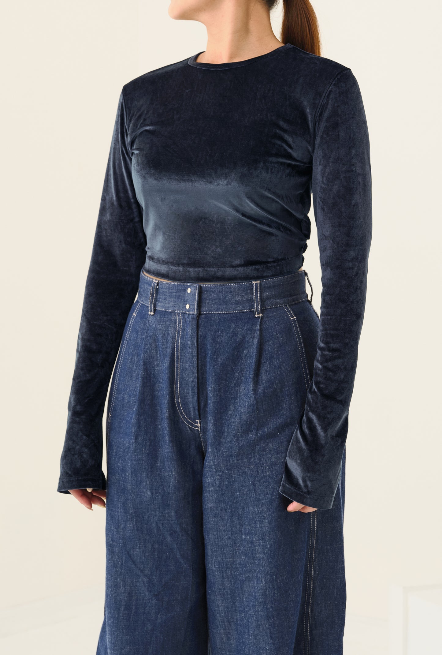 Haut court ouvert au dos Gris Anthracite チャコールグレー