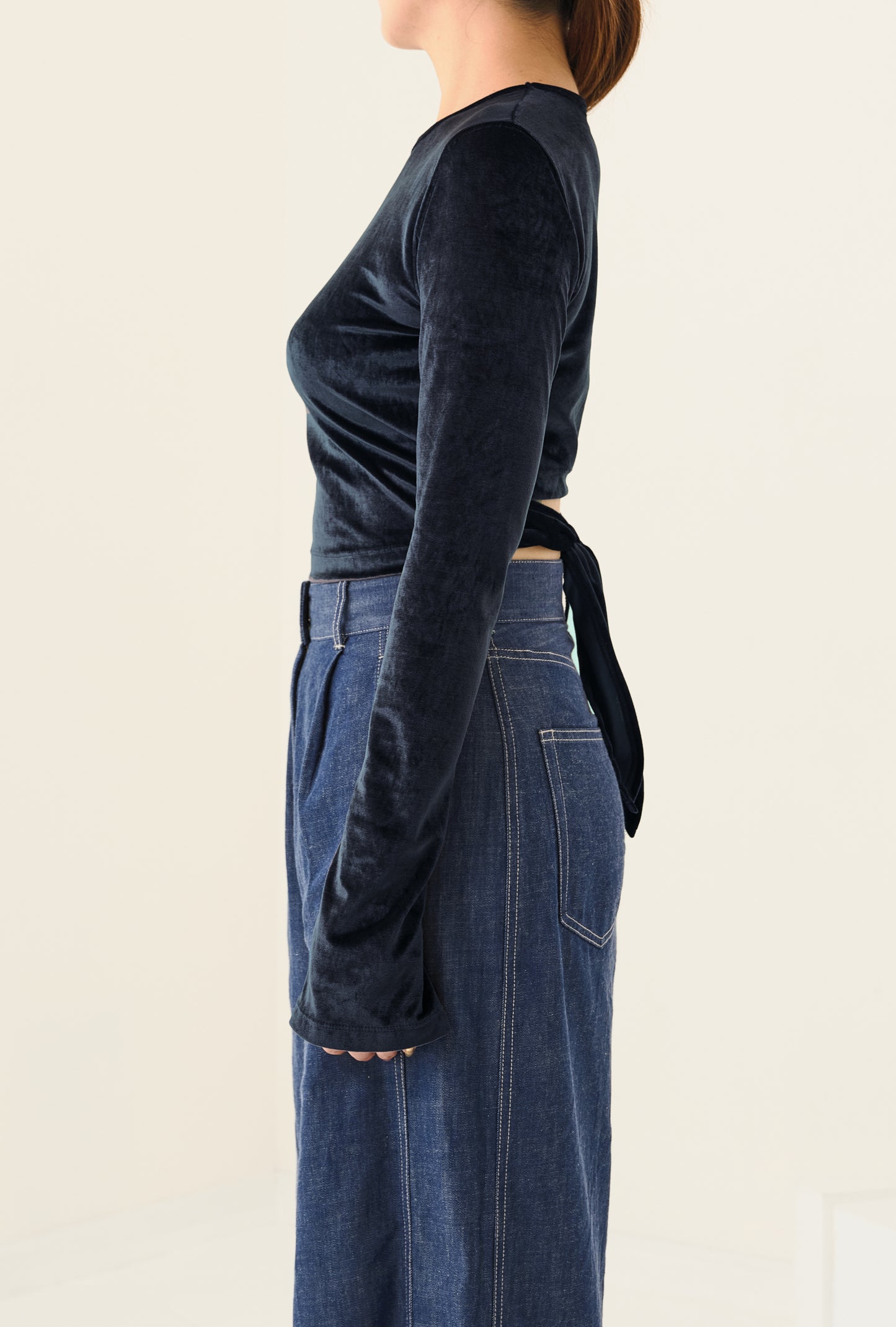 Haut court ouvert au dos Gris Anthracite チャコールグレー