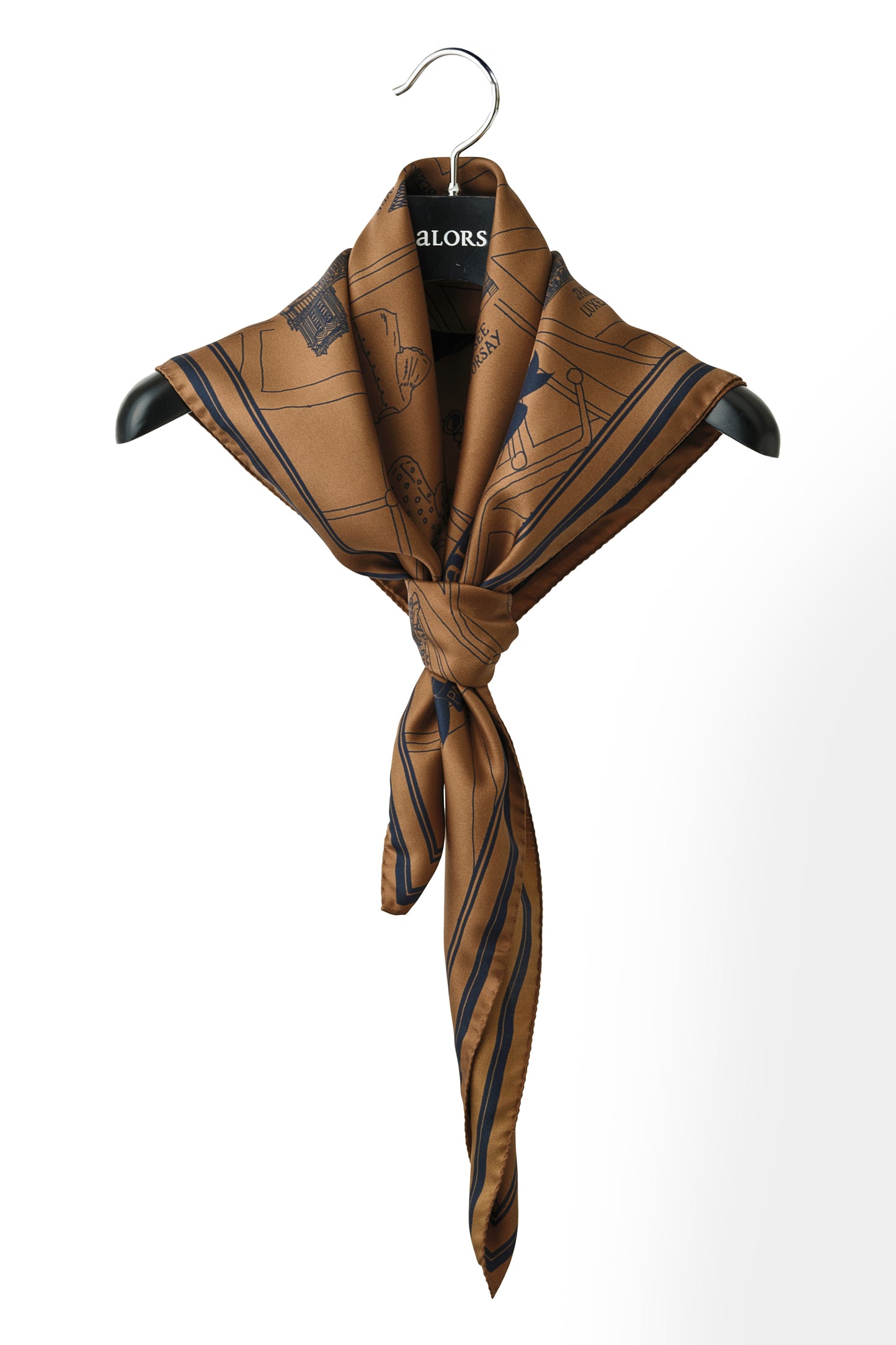 Foulard Ex-libris Paris x aLORS -une collaboration d’exception (キャメルx ネイビー) 90x90cm