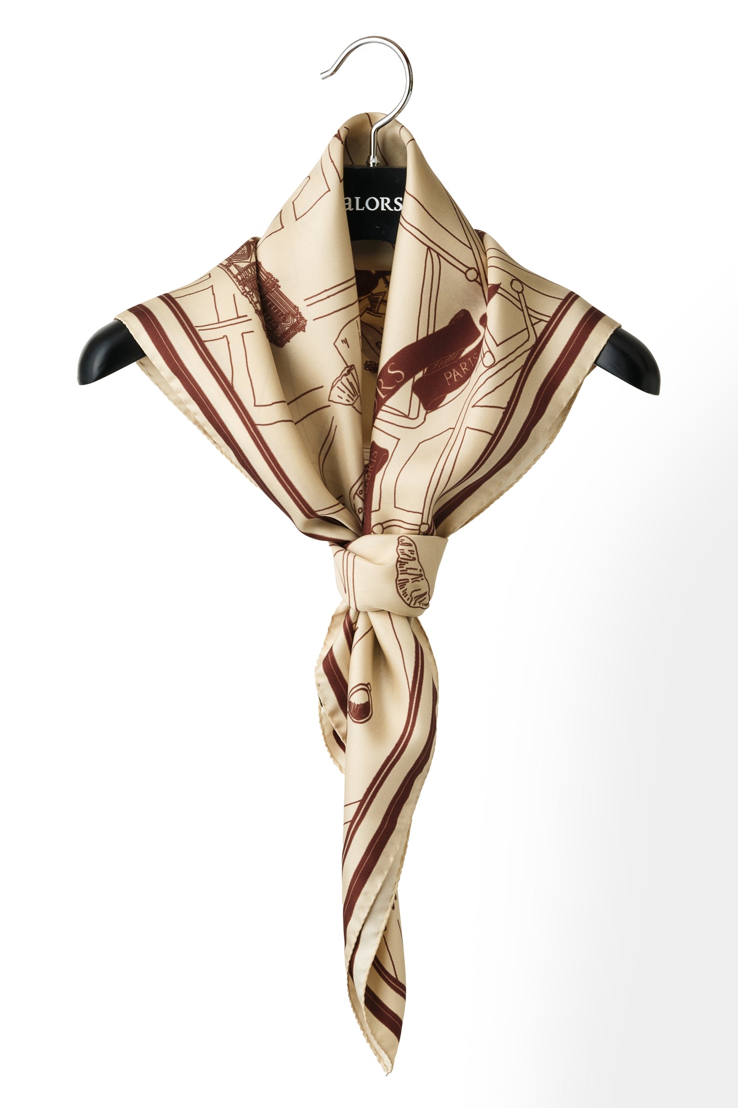 Foulard Ex-libris Paris x aLORS -une collaboration d’exception (アイボリーxボルドー) 90x90cm