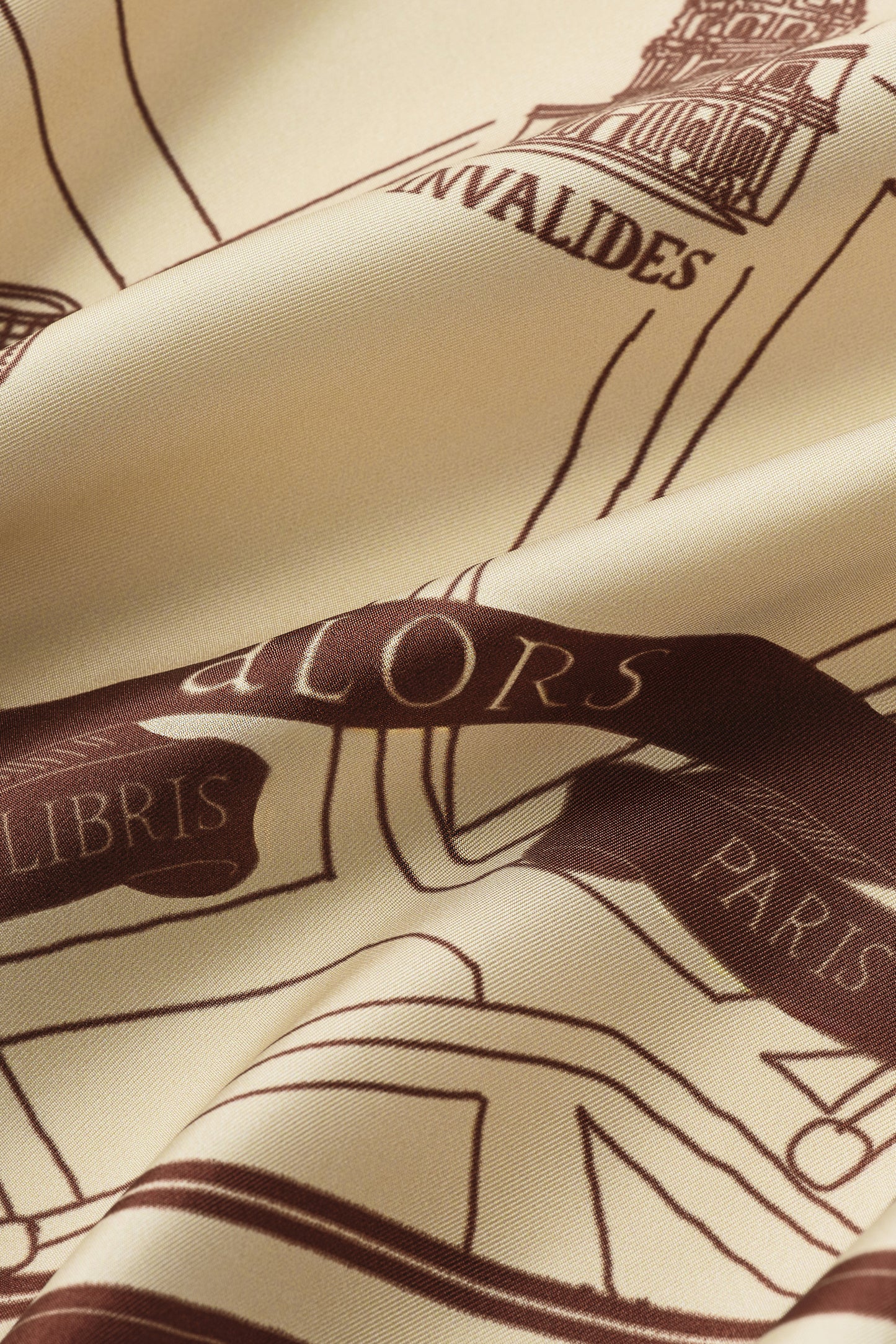 Foulard Ex-libris Paris x aLORS -une collaboration d’exception (アイボリーxボルドー) 90x90cm