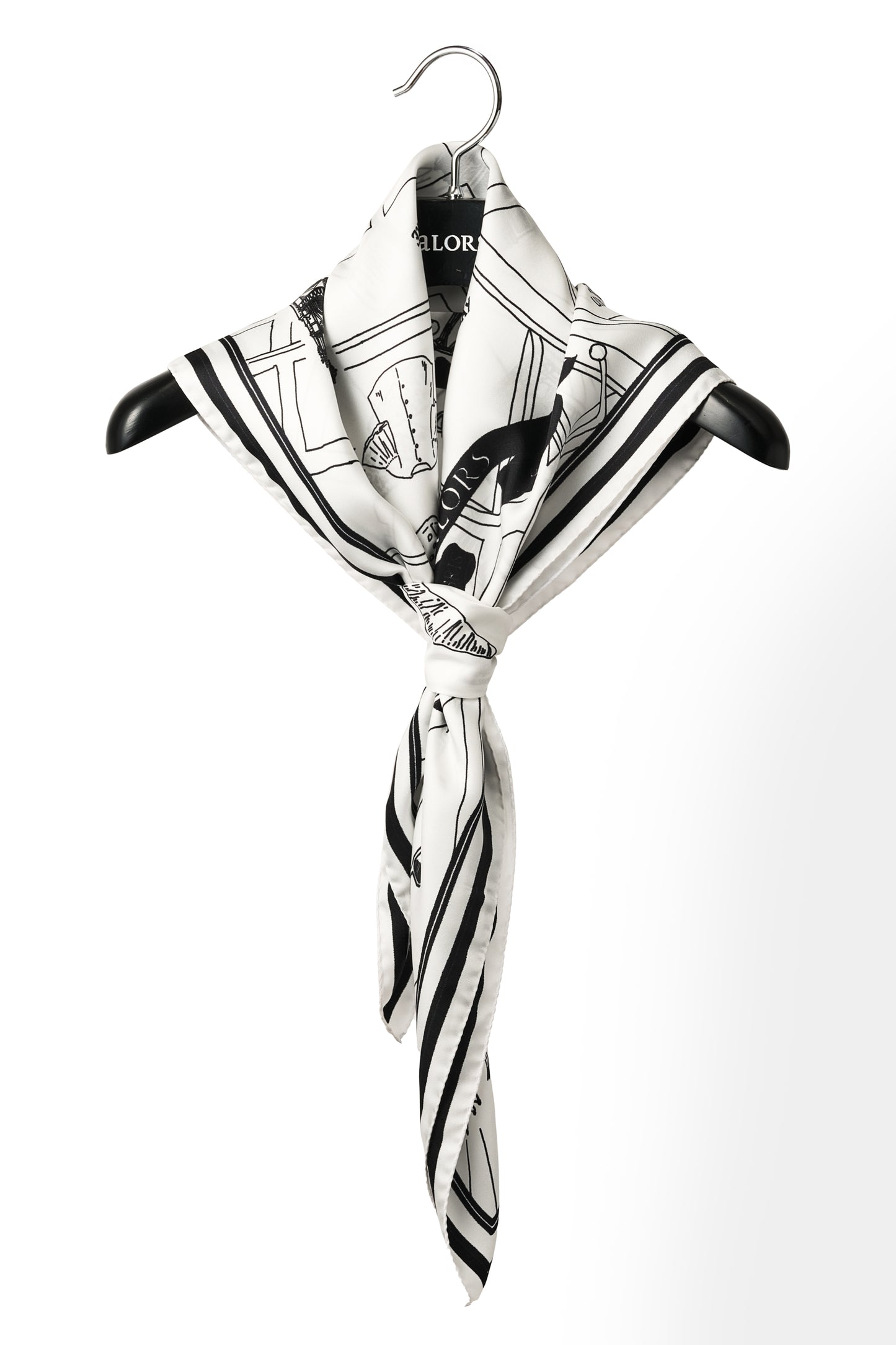 Foulard Ex-libris Paris x aLORS-une collaboration d’exception(ホワイトxブラック)90x90cm